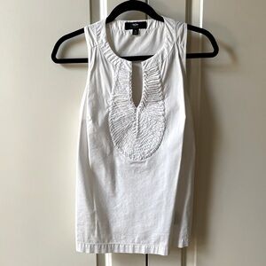 Mossimo White Cotton Ruffle Sleeveless Stretch Blouse Tank Top Racer back Size S